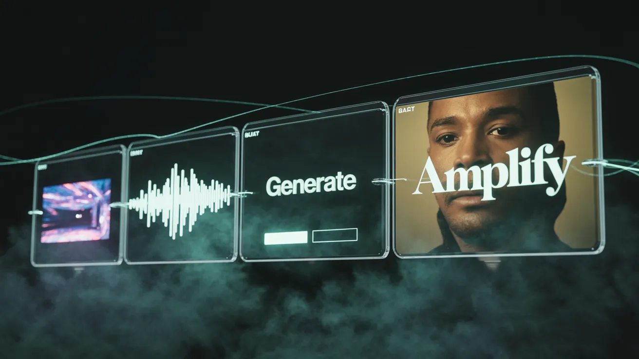 Gendia's unified creator workflow — video, voice, music, and editor in one interface